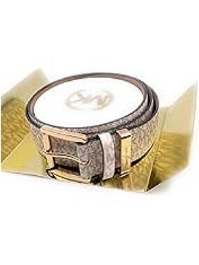 NWT Michael Kors Metallic Gold Women’s Logo Belt with Gold-Tone Buckle